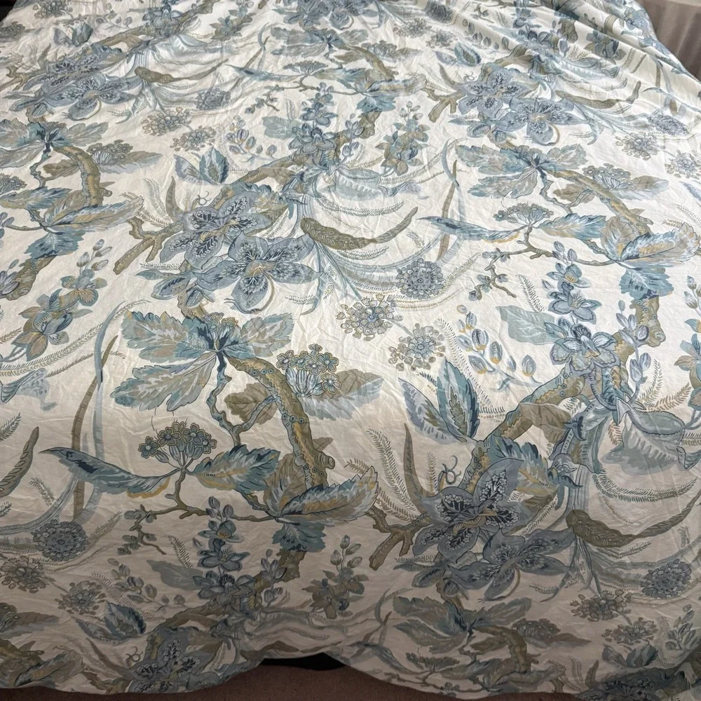 Pottery Barn Sydney Palampore Duvet Cover King Organic Cotton Botanical Blue